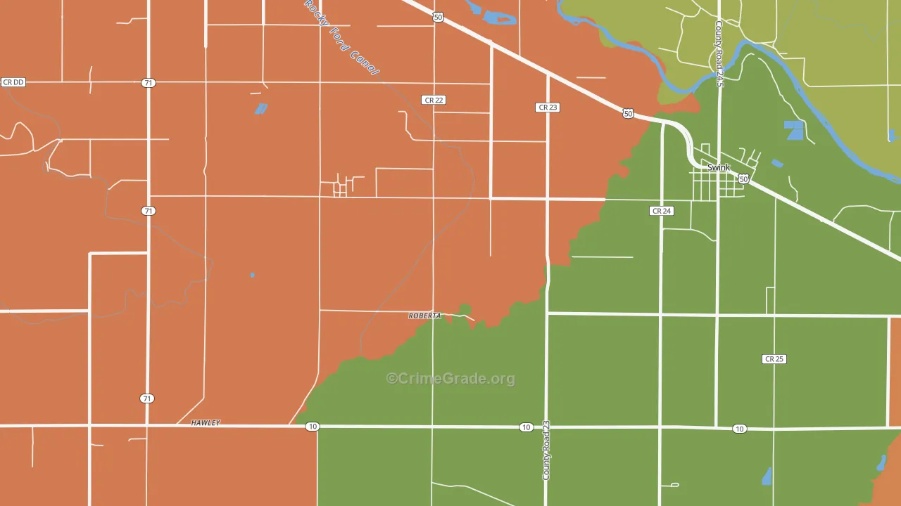 Roberta, CO Map of Robbery Rates