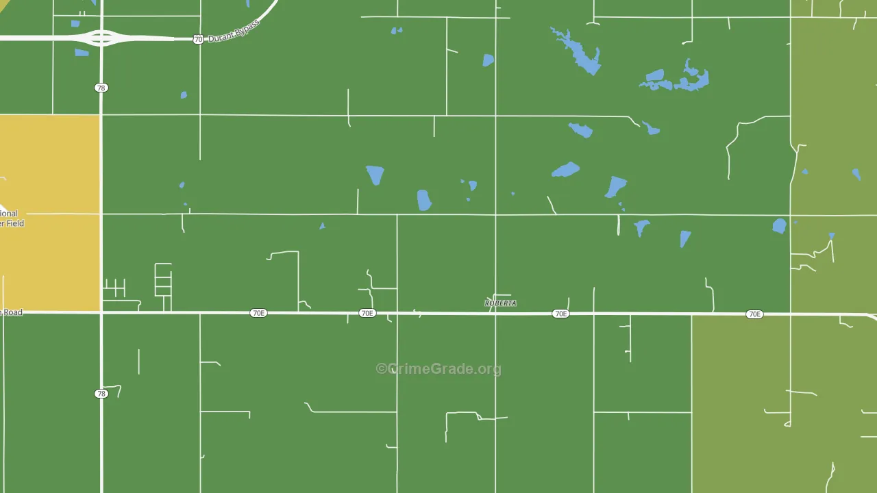 Roberta, OK Map of Robbery Rates