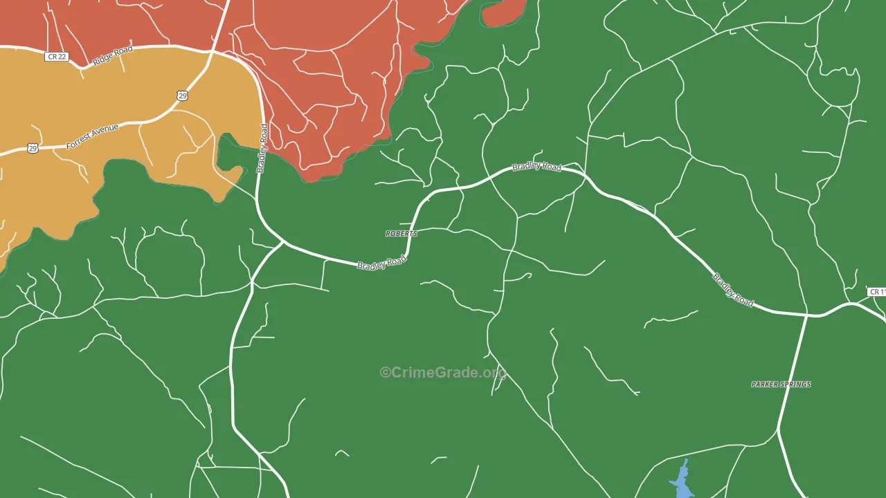 Roberts, AL Map of Robbery Rates