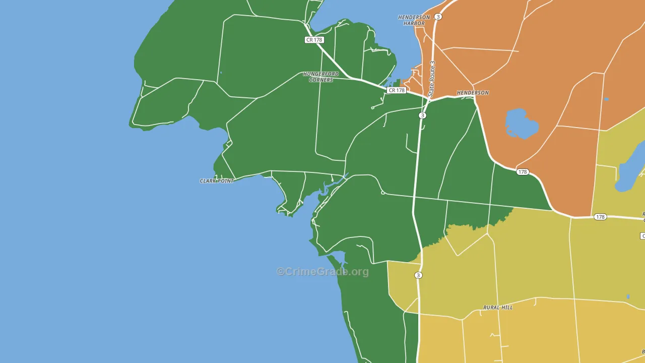 Roberts Corner, NY Map of Robbery Rates