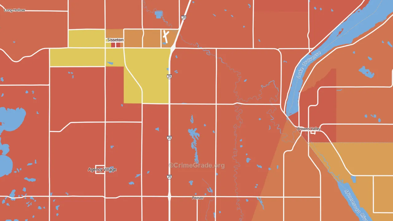 Roberts County, SD Map of Robbery Rates