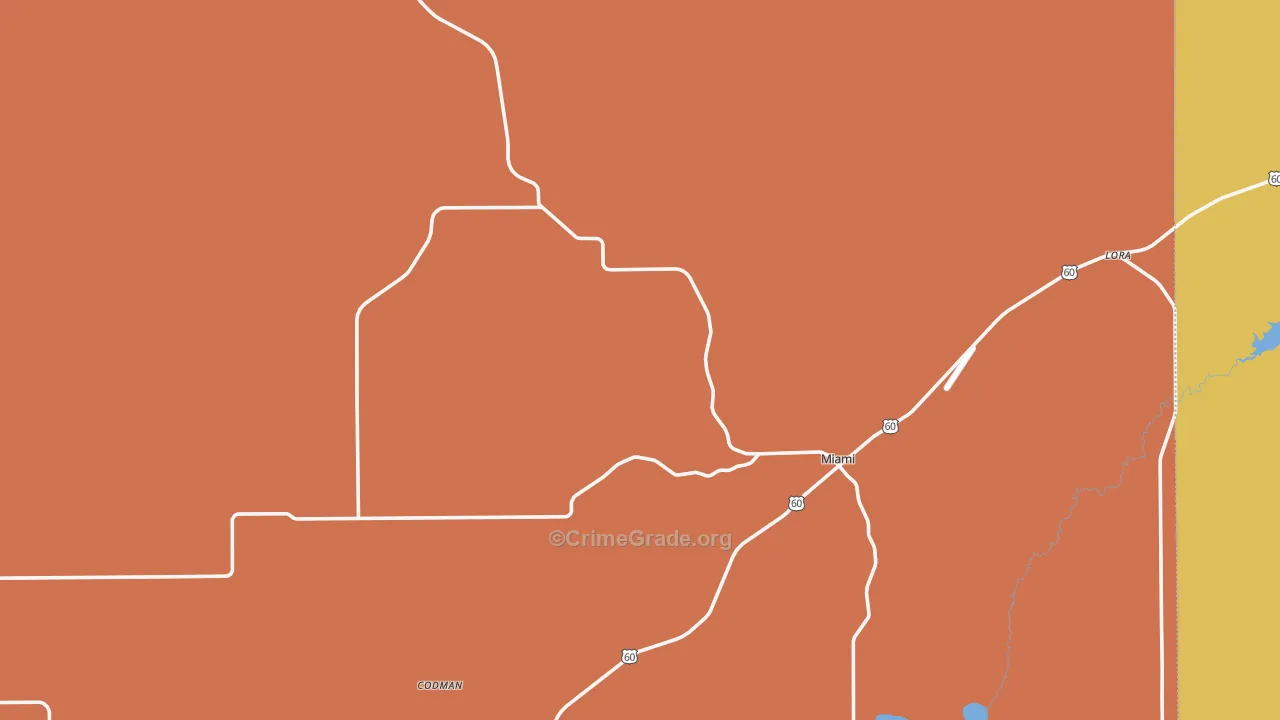 Roberts County, TX Map of Robbery Rates