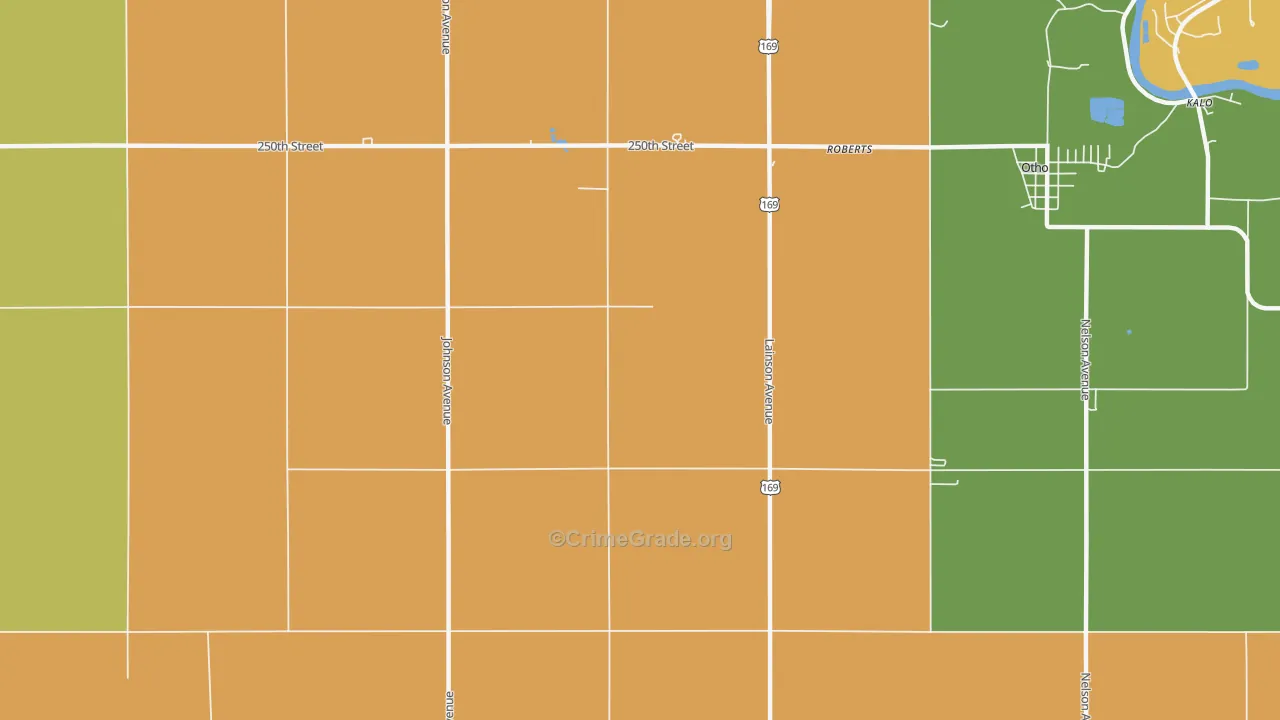Roberts, IA Map of Robbery Rates