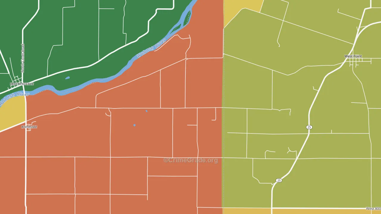 Roberts, IN Map of Robbery Rates