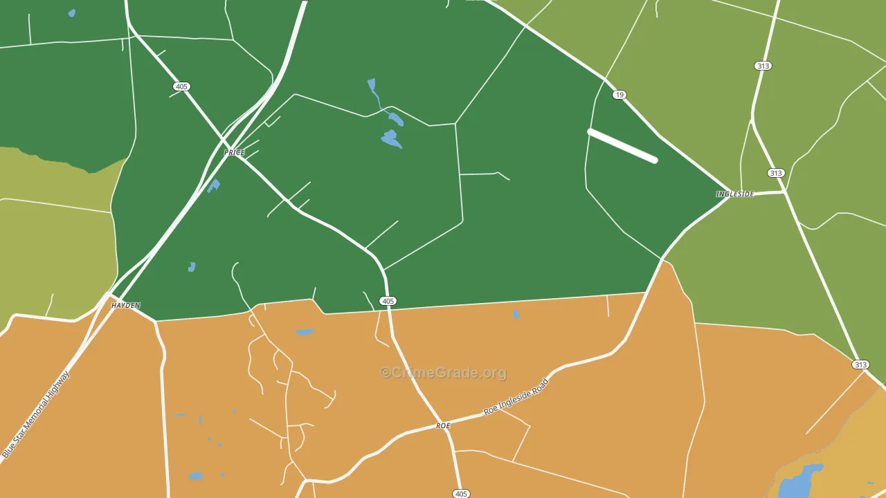 Roberts, MD Map of Robbery Rates