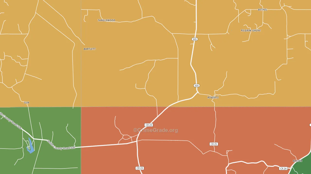 Roberts, MS Map of Robbery Rates