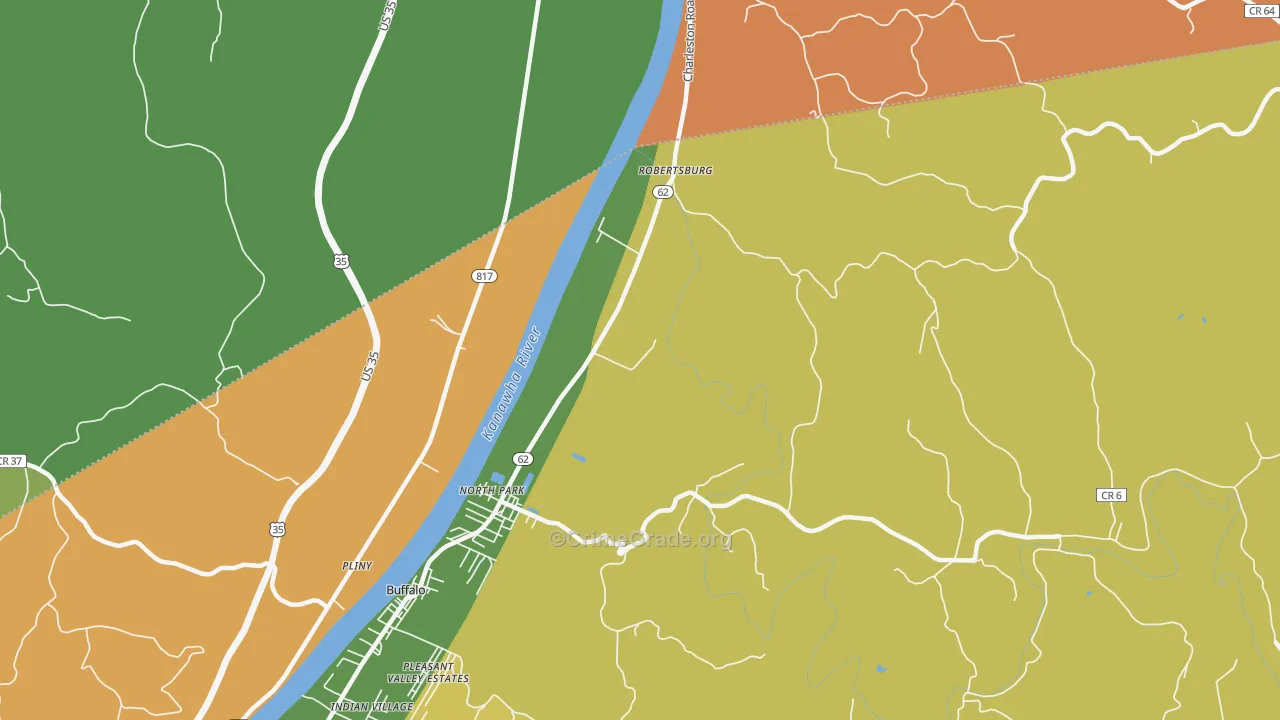 Robertsburg, WV Map of Robbery Rates