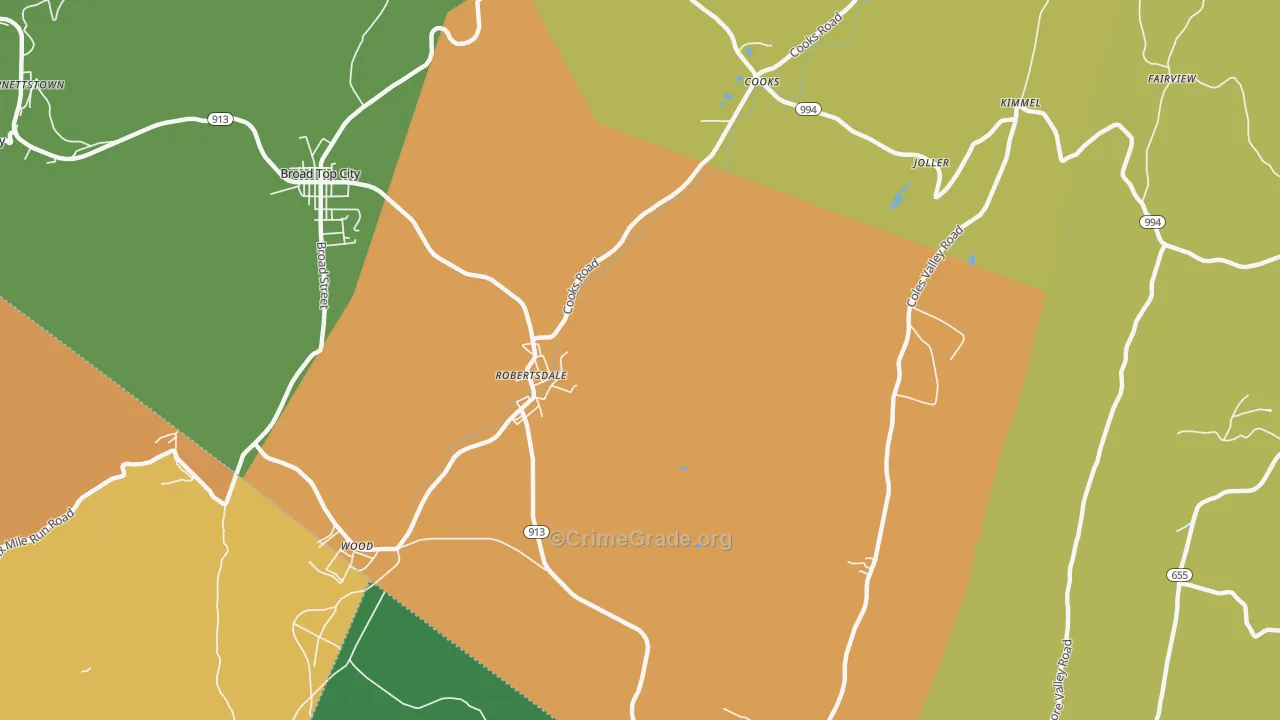 Robertsdale, PA Map of Robbery Rates