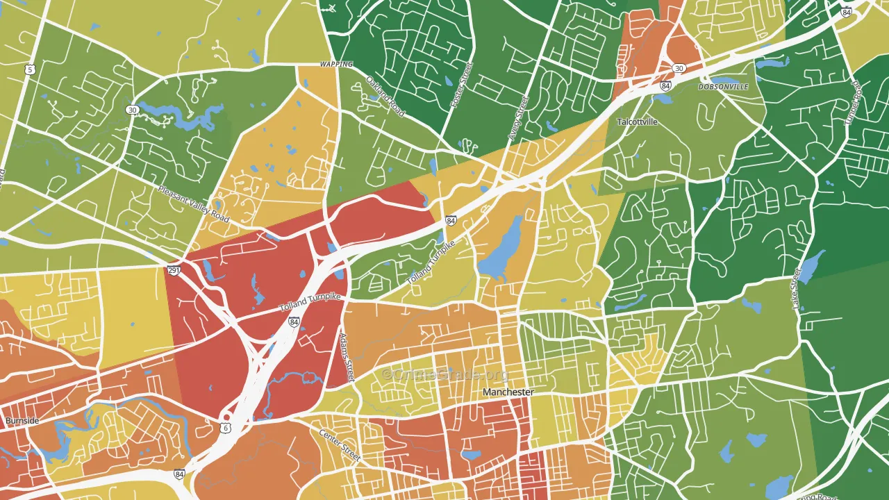 Robertson, Oakland, CT Map of Robbery Rates