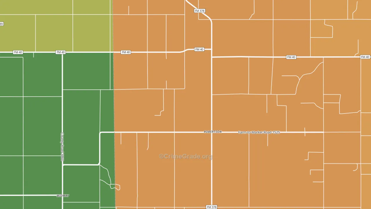 Robertson, TX Map of Robbery Rates