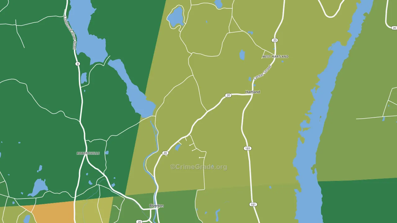 Robertsville, CT Map of Robbery Rates