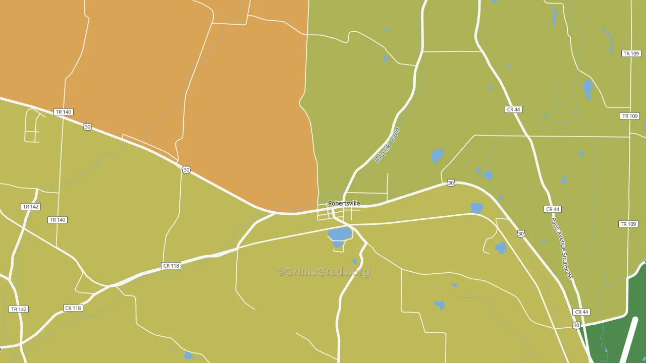 Robertsville, OH Map of Robbery Rates