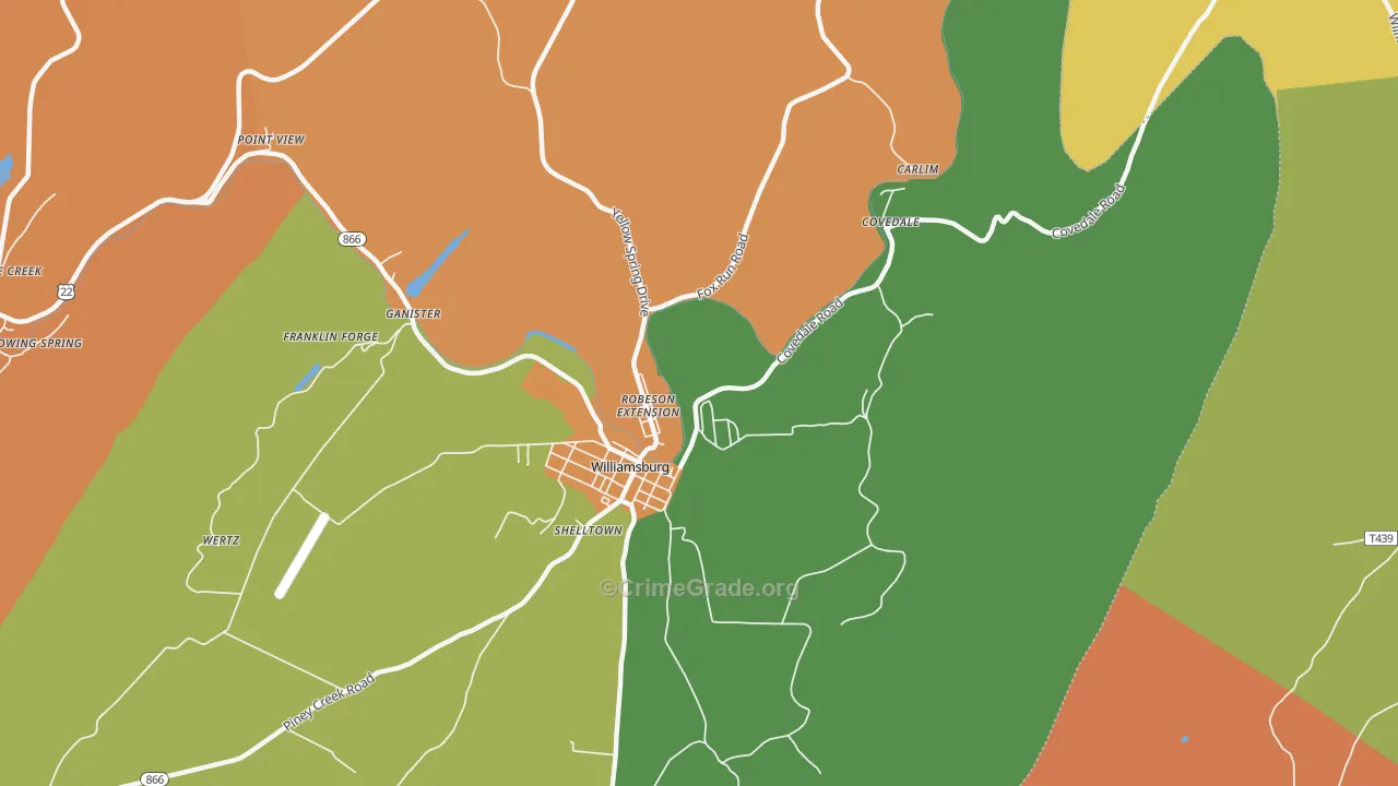 Robeson Extension, PA Map of Robbery Rates