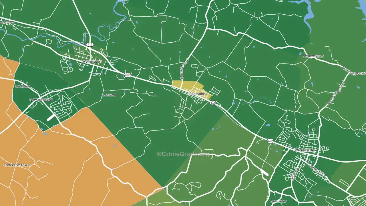 Robesonia, PA Map of Robbery Rates