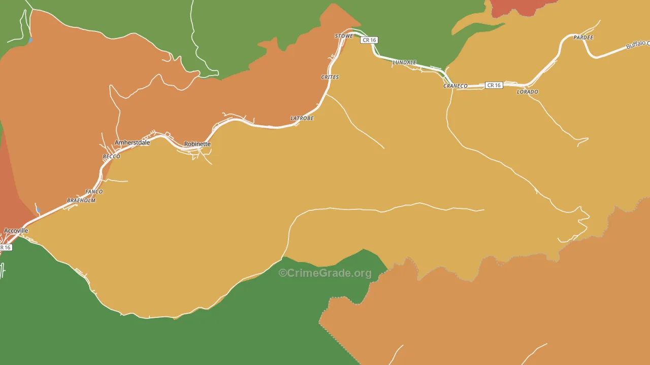 Robinette, WV Map of Robbery Rates