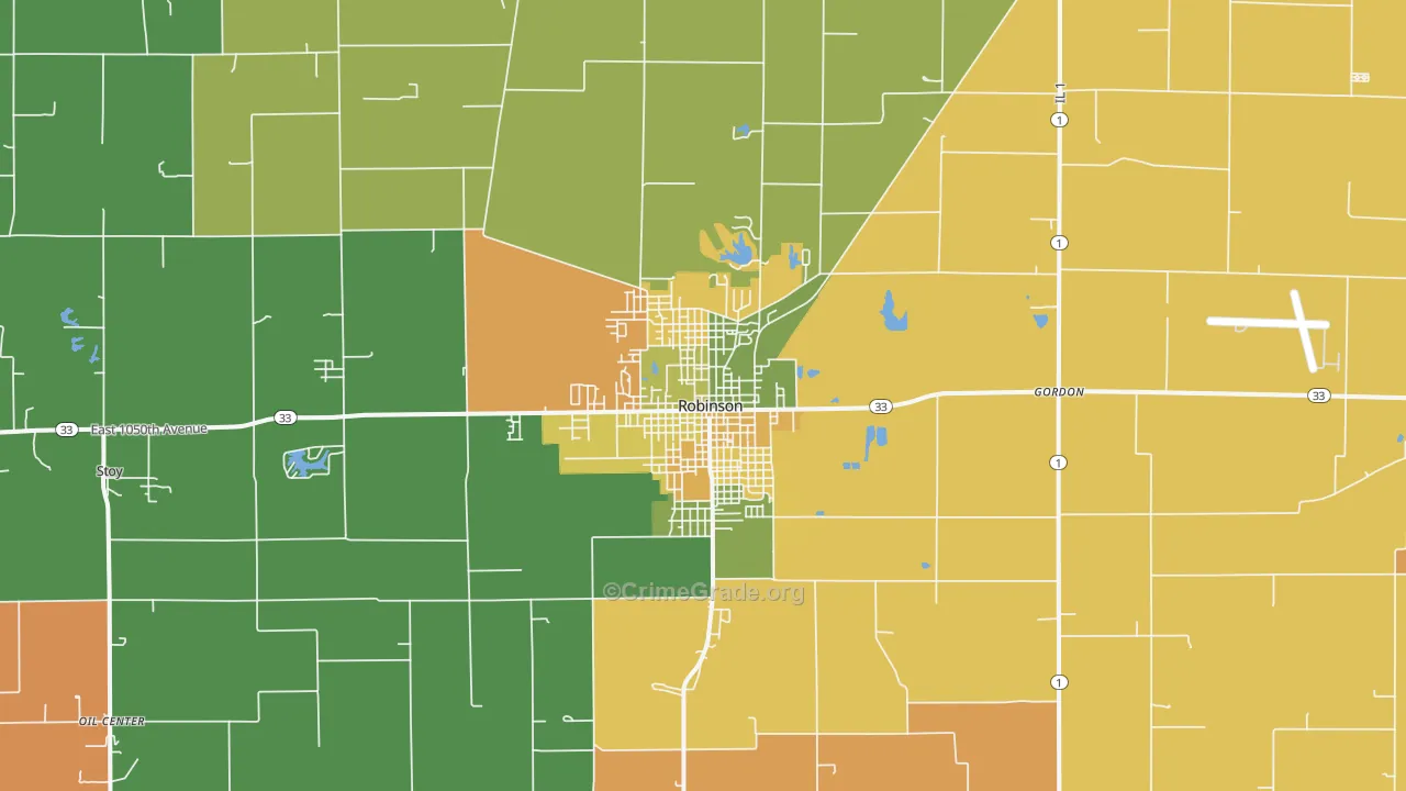 Robinson, IL Map of Robbery Rates
