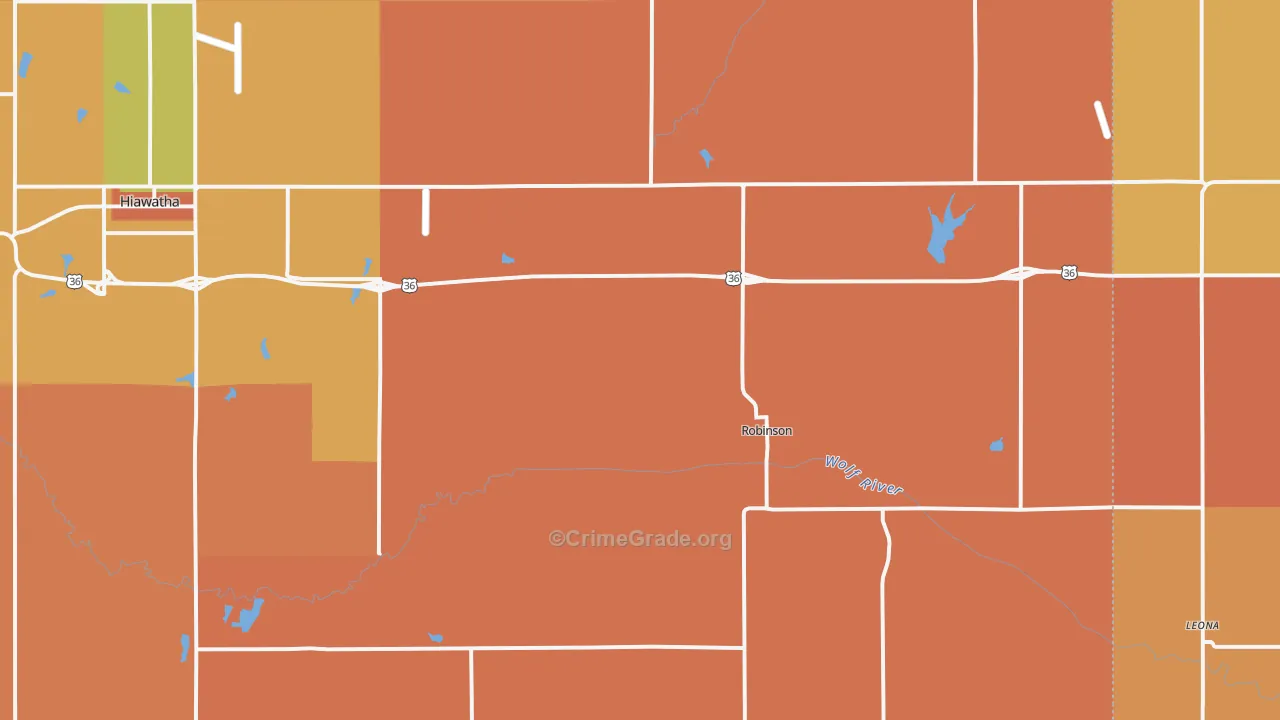 Robinson, KS Map of Robbery Rates