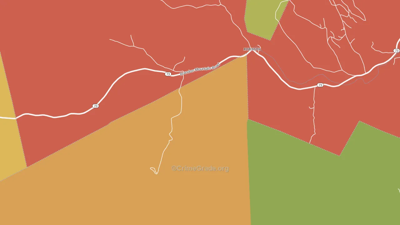 Robinson, VT Map of Robbery Rates