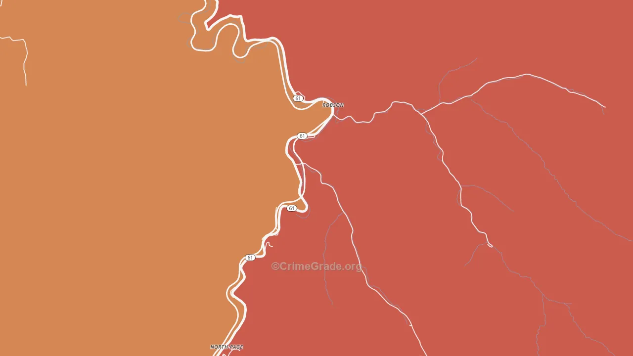 Robson, WV Map of Robbery Rates