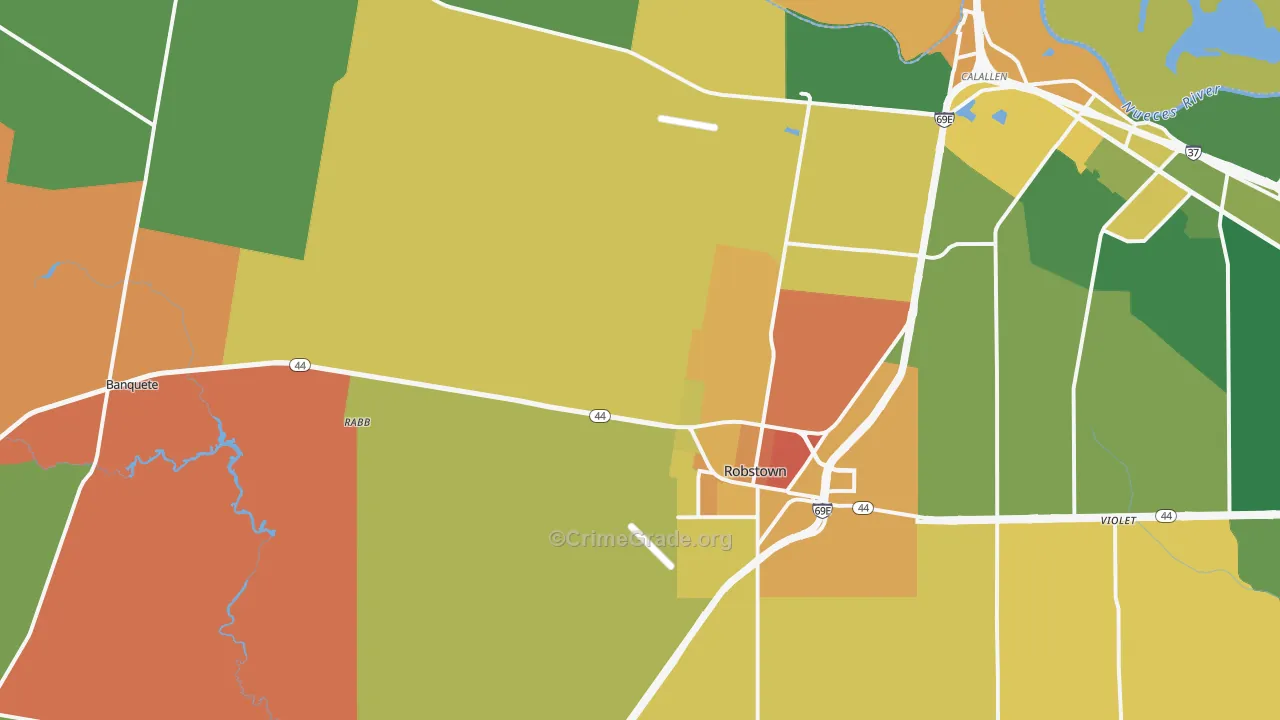 Robstown, TX Map of Robbery Rates