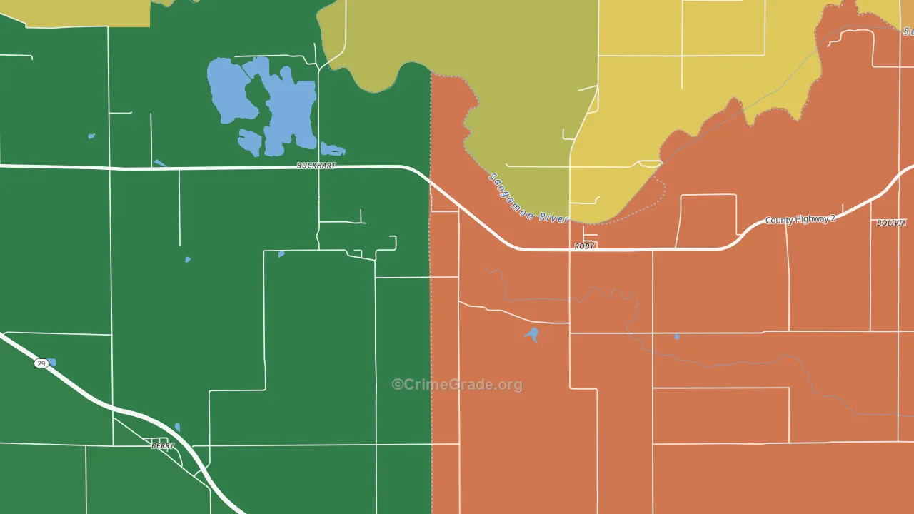 Roby, IL Map of Robbery Rates