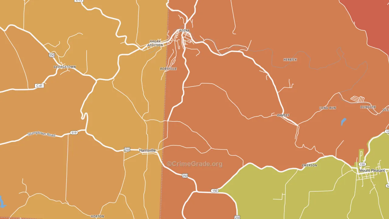 Robyville, OH Map of Robbery Rates
