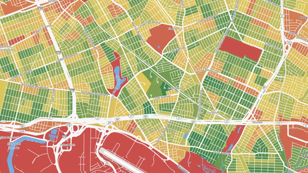 Rochdale Village, Queens, NY Map of Robbery Rates