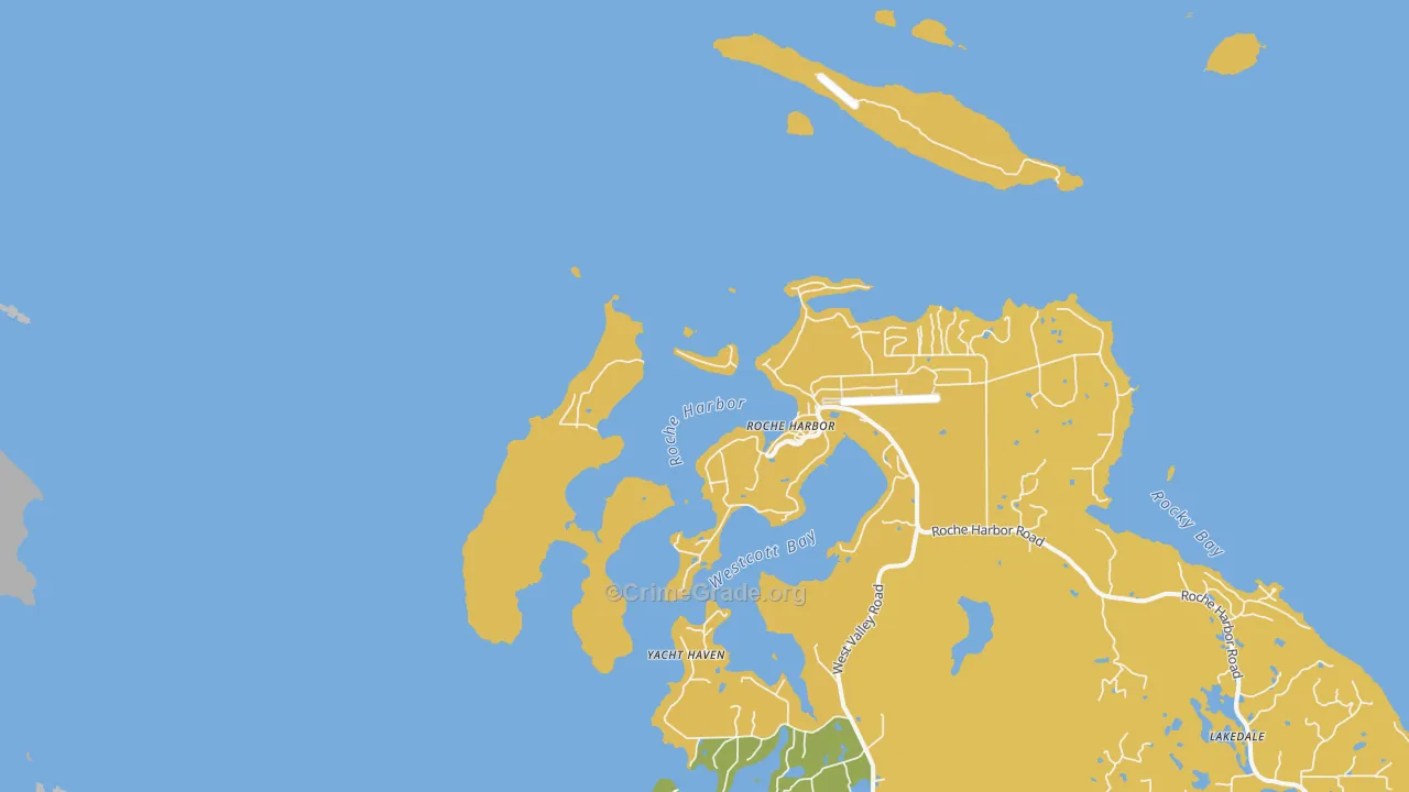 Roche Harbor, WA Map of Robbery Rates