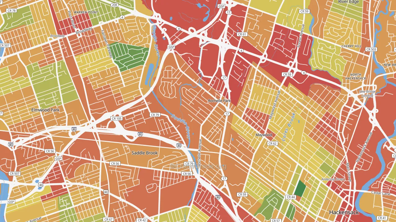 Rochelle Park, NJ Map of Robbery Rates