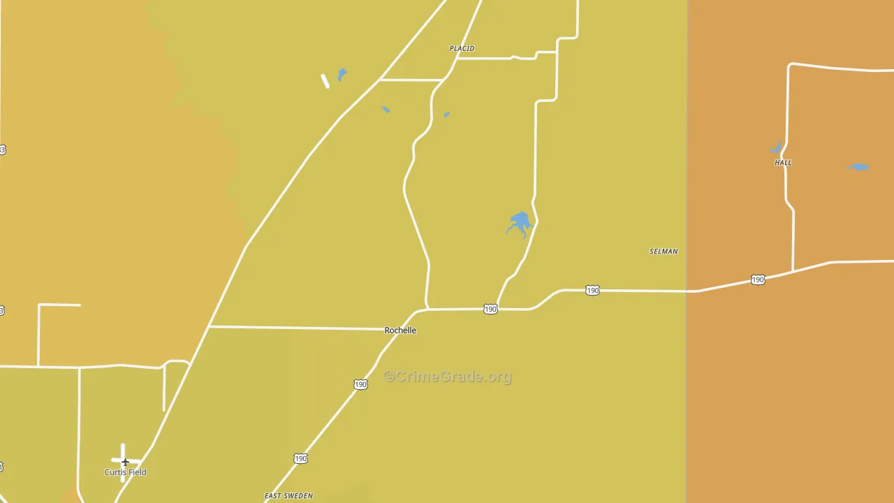 Rochelle, TX Map of Robbery Rates