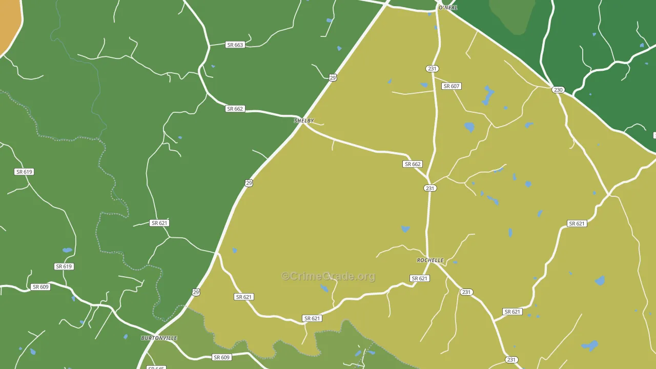 Rochelle, VA Map of Robbery Rates
