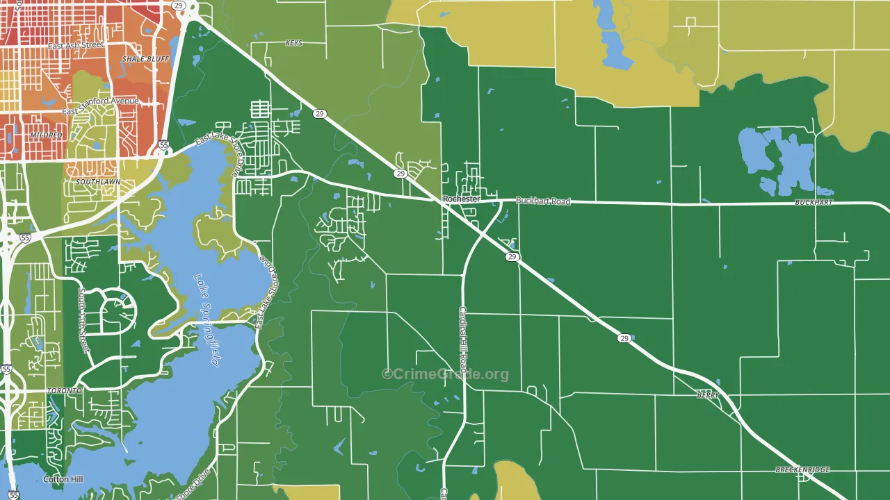 Rochester, IL Map of Robbery Rates
