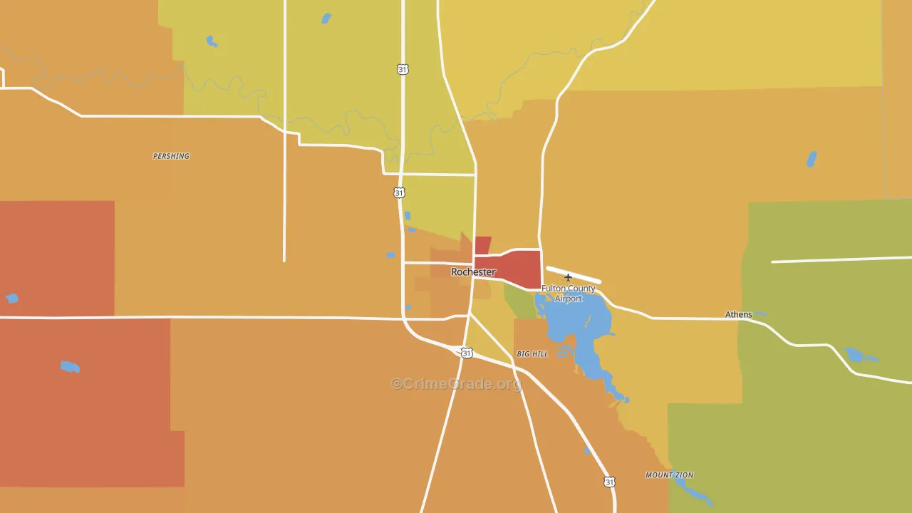 Rochester, IN Map of Robbery Rates