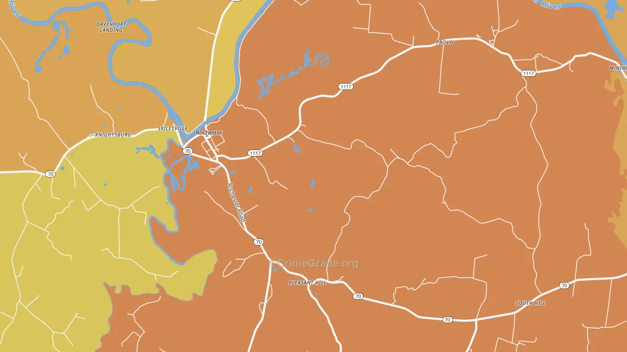 Rochester, KY Map of Robbery Rates