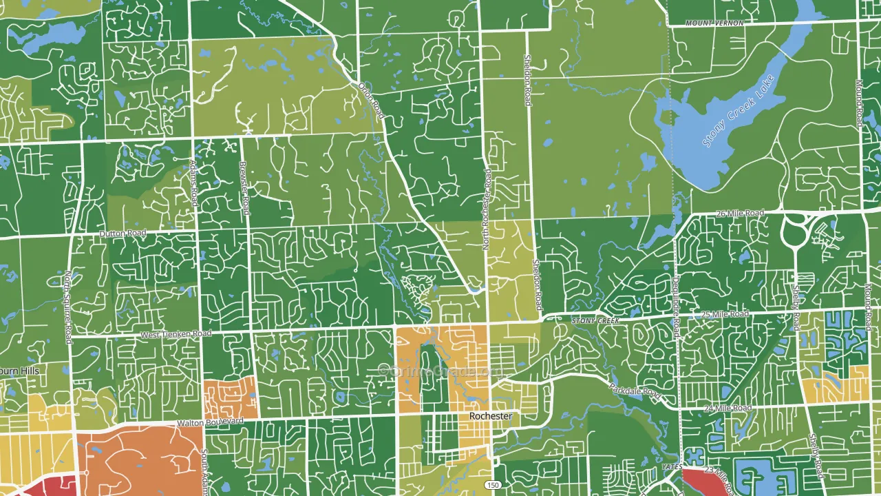Rochester, MI Map of Robbery Rates