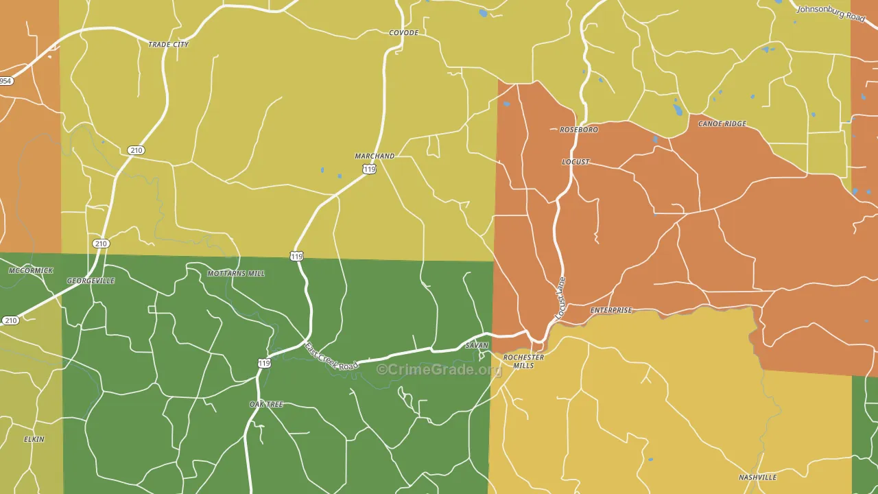Rochester Mills, PA Map of Robbery Rates