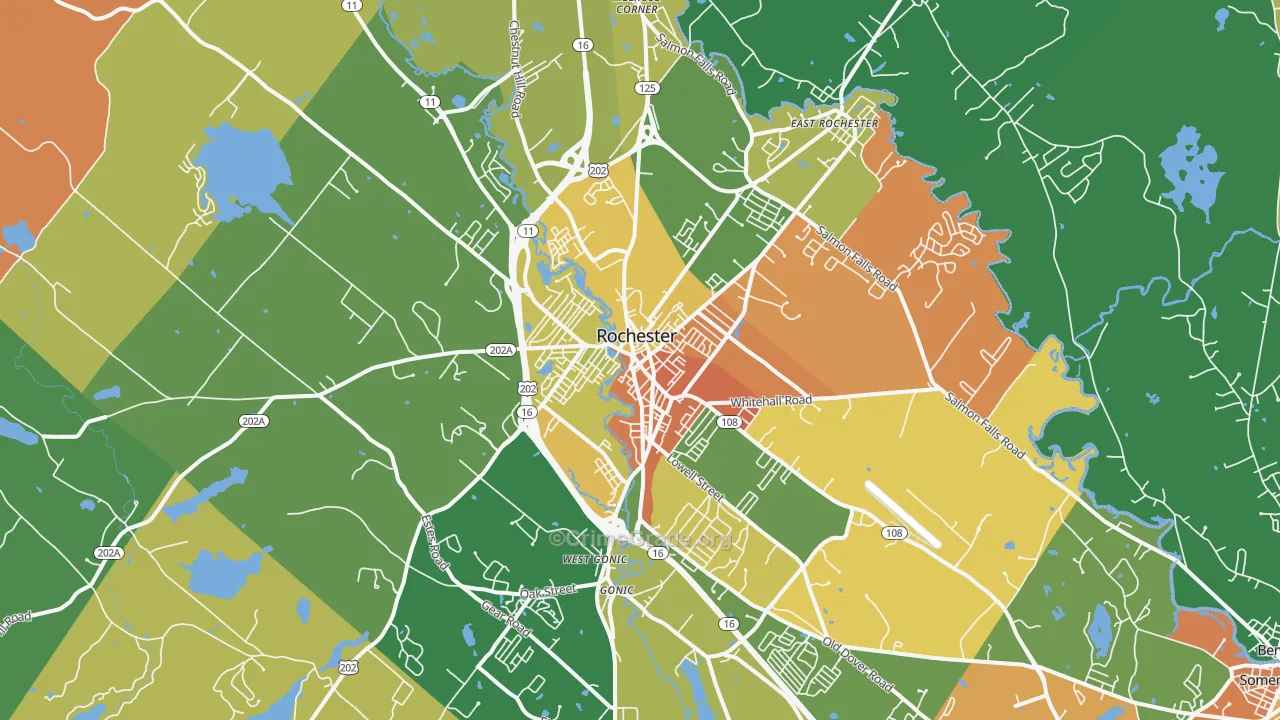 Rochester, NH Map of Robbery Rates