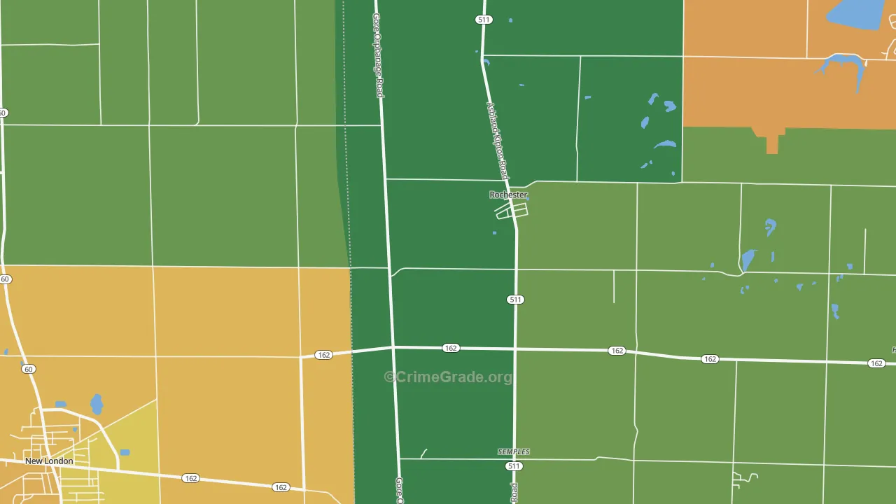 Rochester, OH Map of Robbery Rates