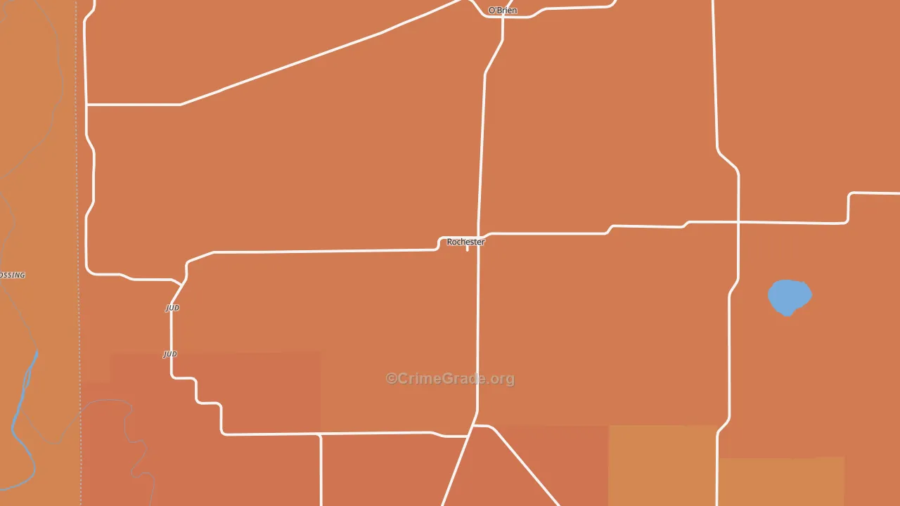 Rochester, TX Map of Robbery Rates