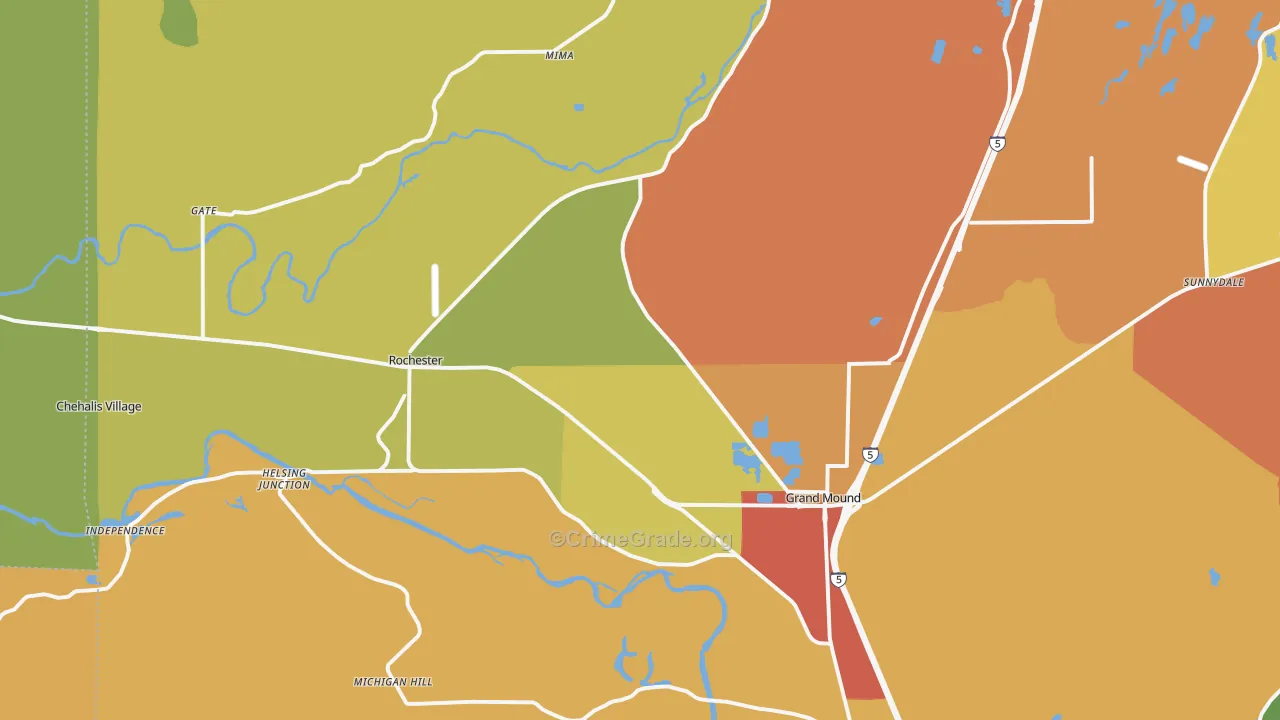 Rochester, WA Map of Robbery Rates