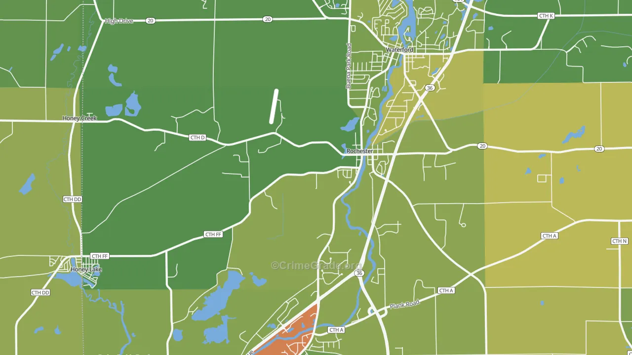 Rochester, WI Map of Robbery Rates