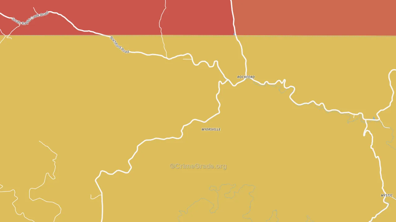 Rochford, SD Map of Robbery Rates