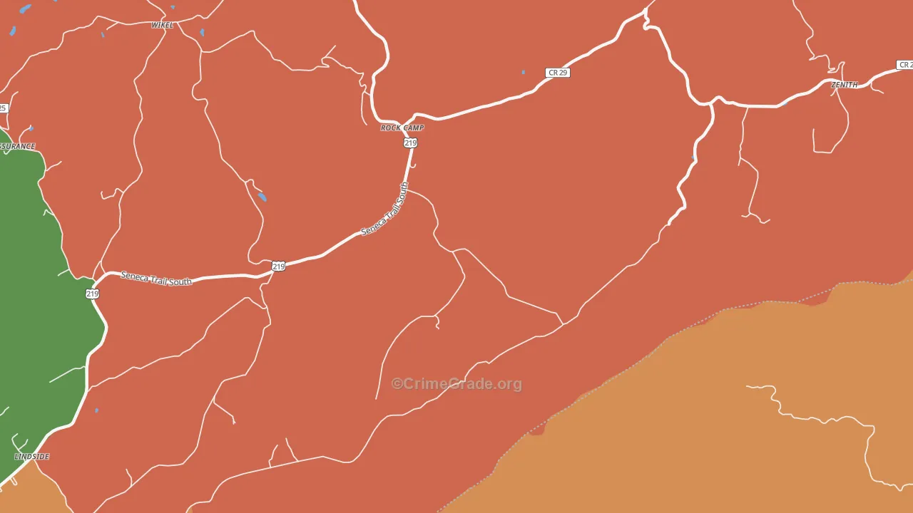 Rock Camp, WV Map of Robbery Rates