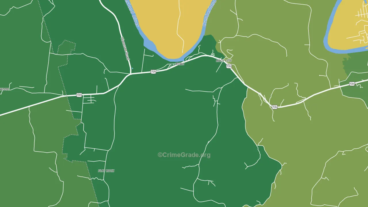 Rock City, TN Map of Robbery Rates