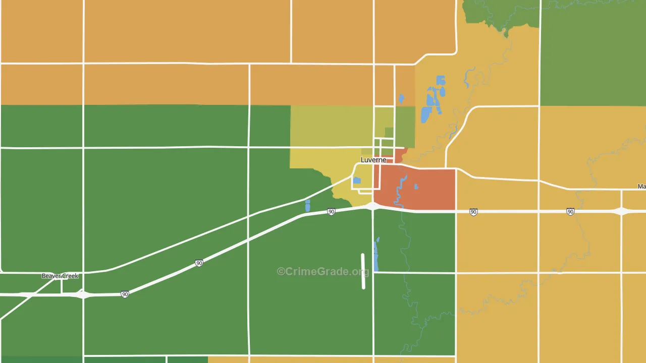 Rock County, MN Map of Robbery Rates