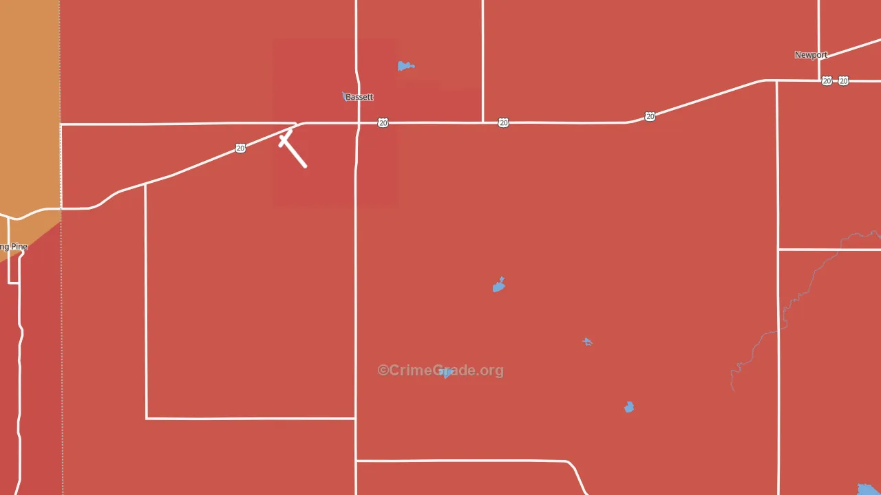 Rock County, NE Map of Robbery Rates