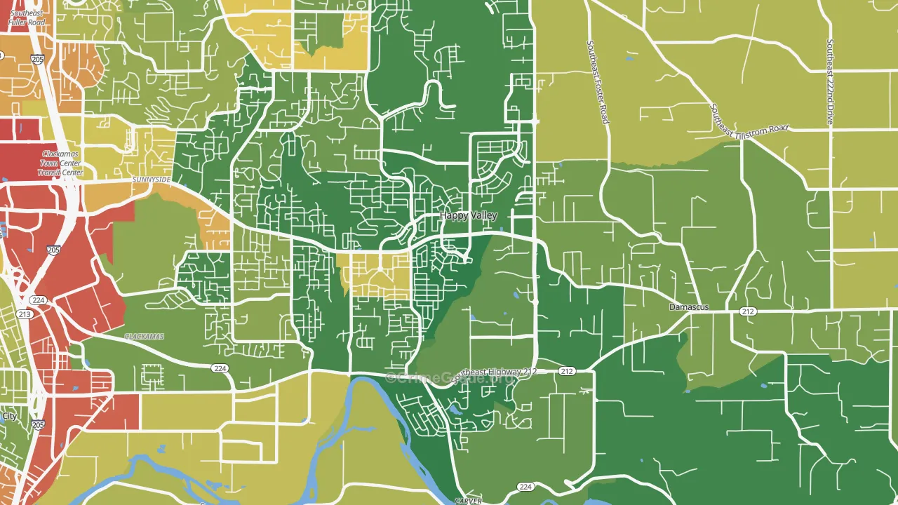 Rock Creek, Clackamas, OR Map of Robbery Rates