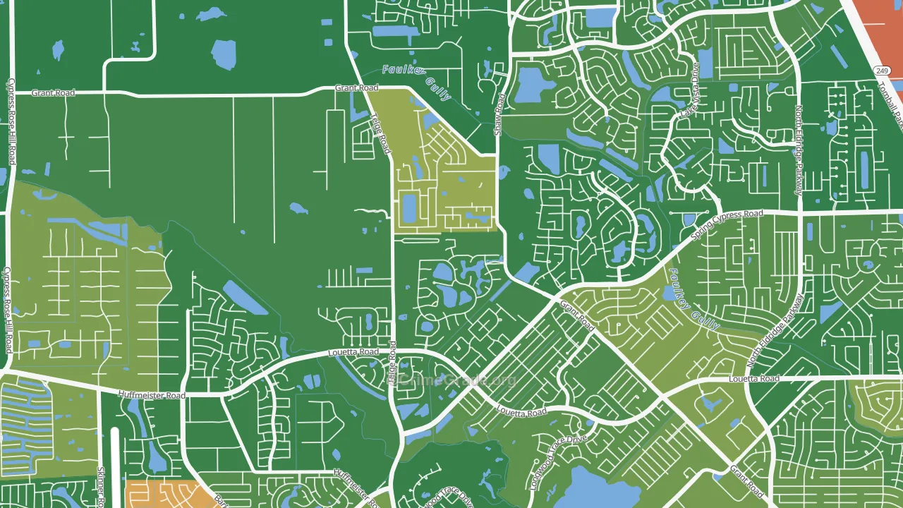 Rock Creek, Cypress, TX Map of Robbery Rates