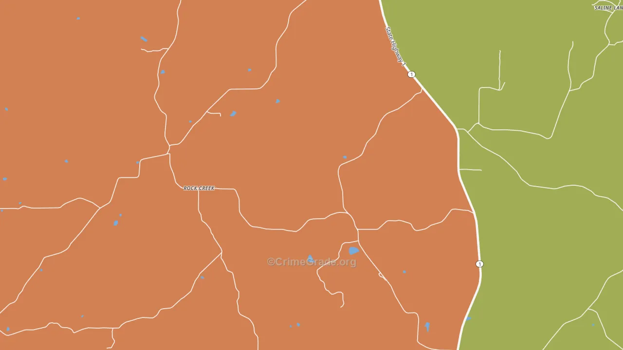 Rock Creek, IL Map of Robbery Rates