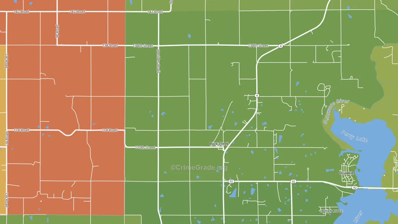 Rock Creek, KS Map of Robbery Rates